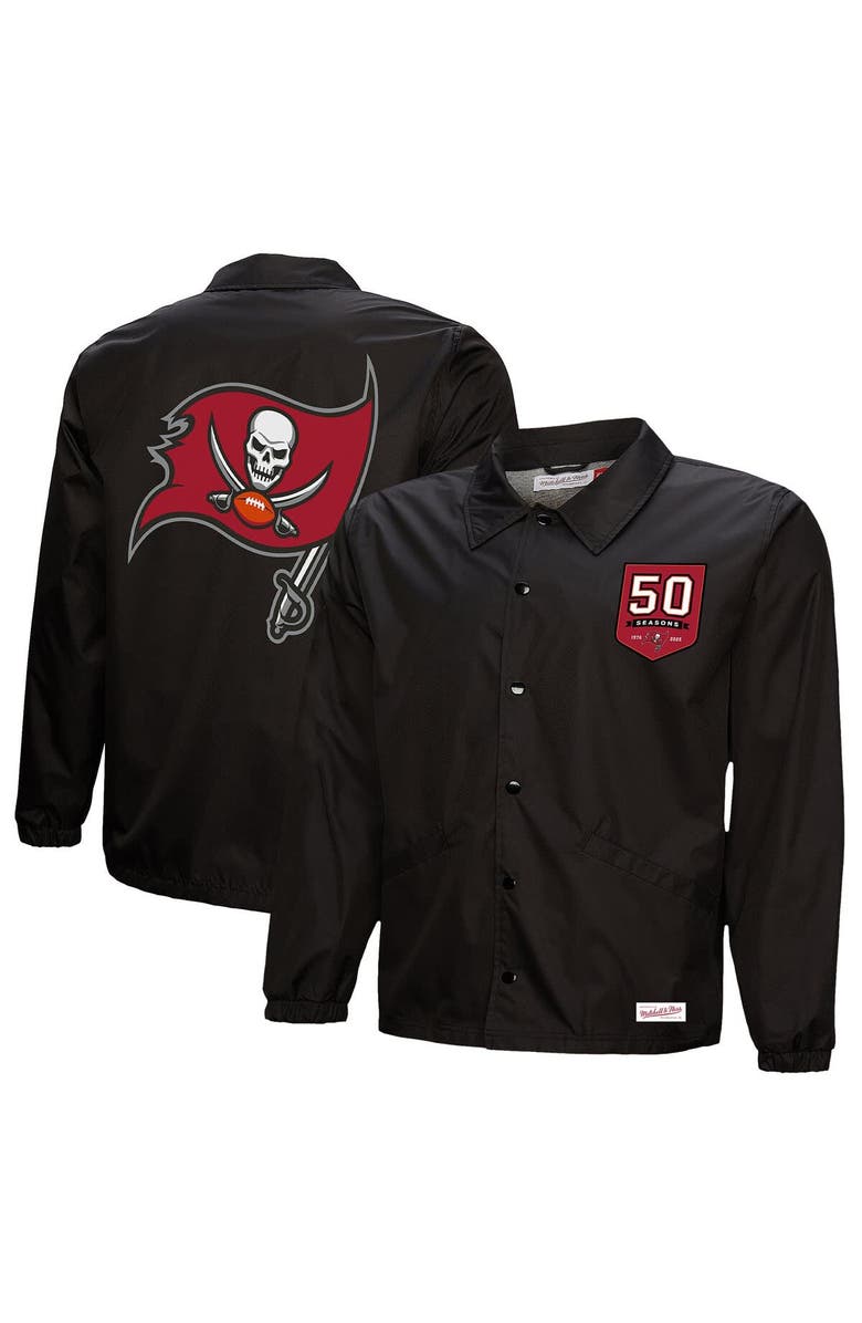 Mitchell & Ness Men's Mitchell & Ness Black Tampa Bay Buccaneers 50th Season Full-Snap Coaches Jacket, Alternate, color, Black