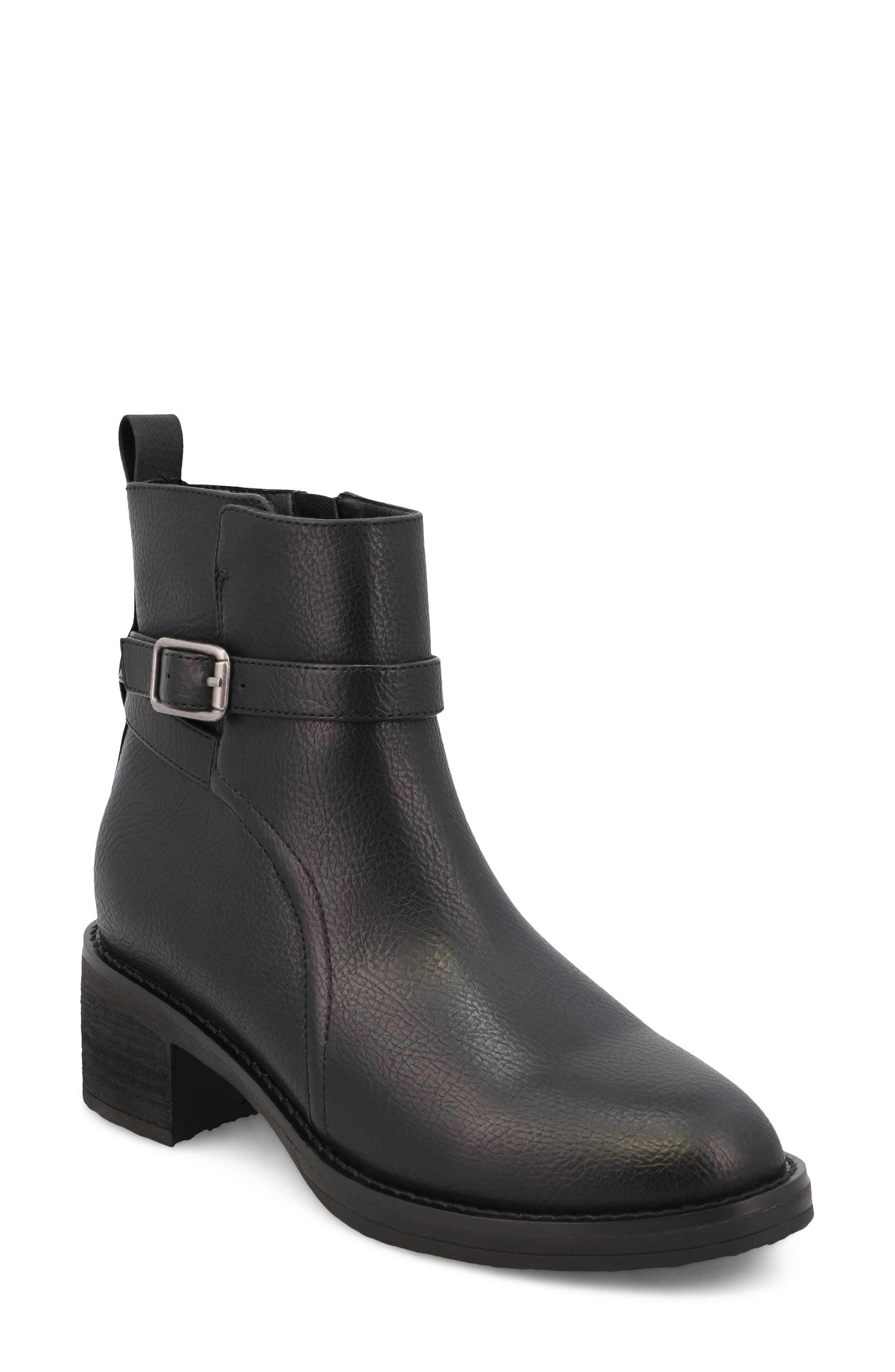 Desmond Faux Leather Bootie, Main, color, BLACK