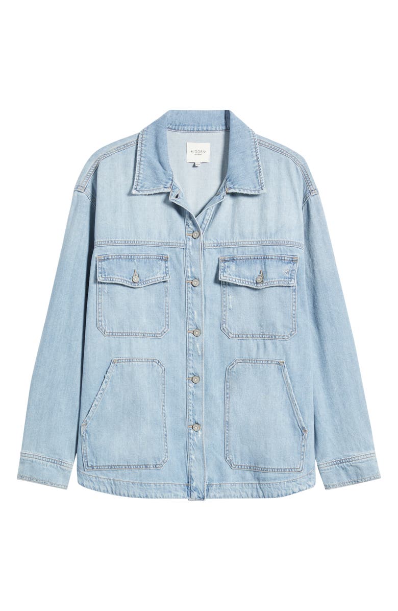HIDDEN JEANS Oversize Denim Shirt, Alternate, color, Light Wash