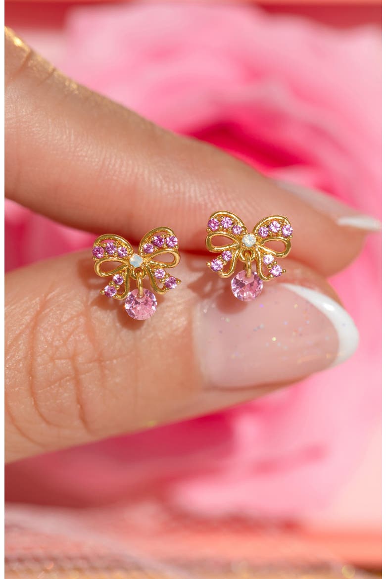 Love Knot Bow Stud Earrings, Alternate, color, GOLD