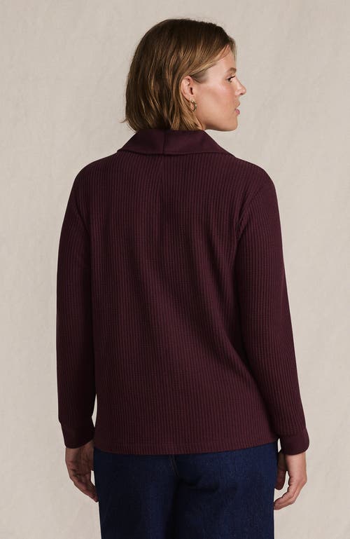 Lands' End Waffle Relaxed Long Sleeve Shirt Jacket In Burgundy