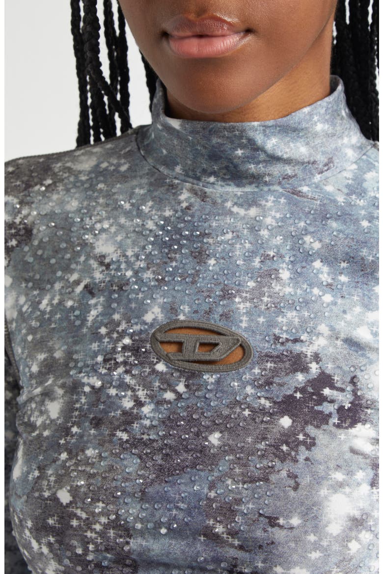 T-Akara Mock Neck Long Sleeve Top, Alternate, color, BLUE/ GREY