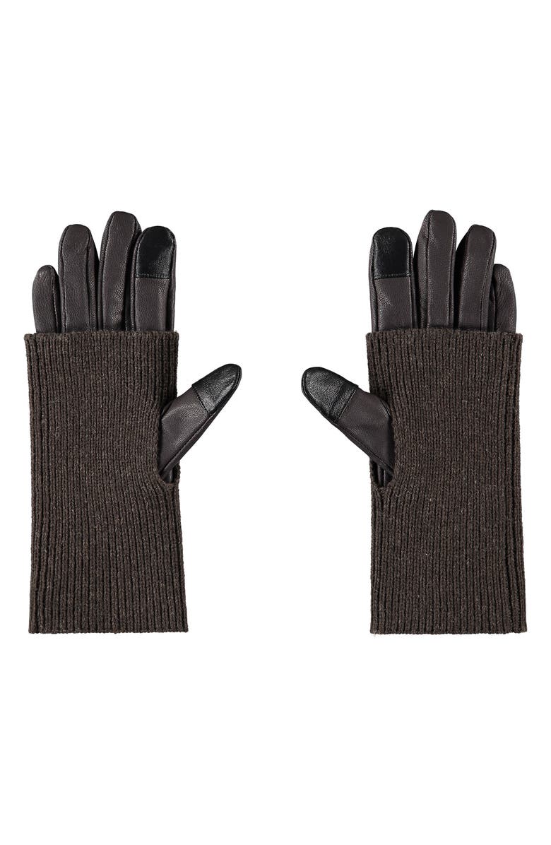 Favorite Daughter Knit Arm Warmer & Leather Gloves Set, Alternate, color, Coffee