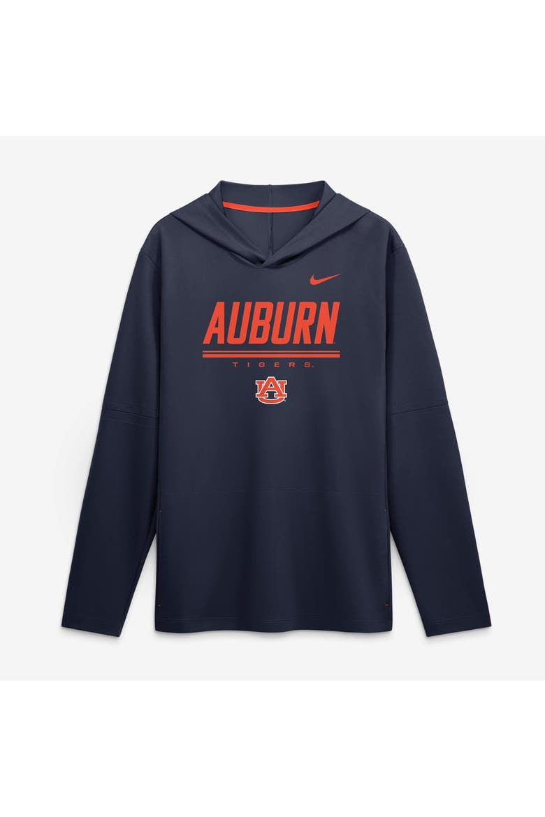 Men's Nike Navy Auburn Tigers 2026 Sideline Lightweight Long Sleeve Hooded Dri-FIT Top, Main, color, Navy