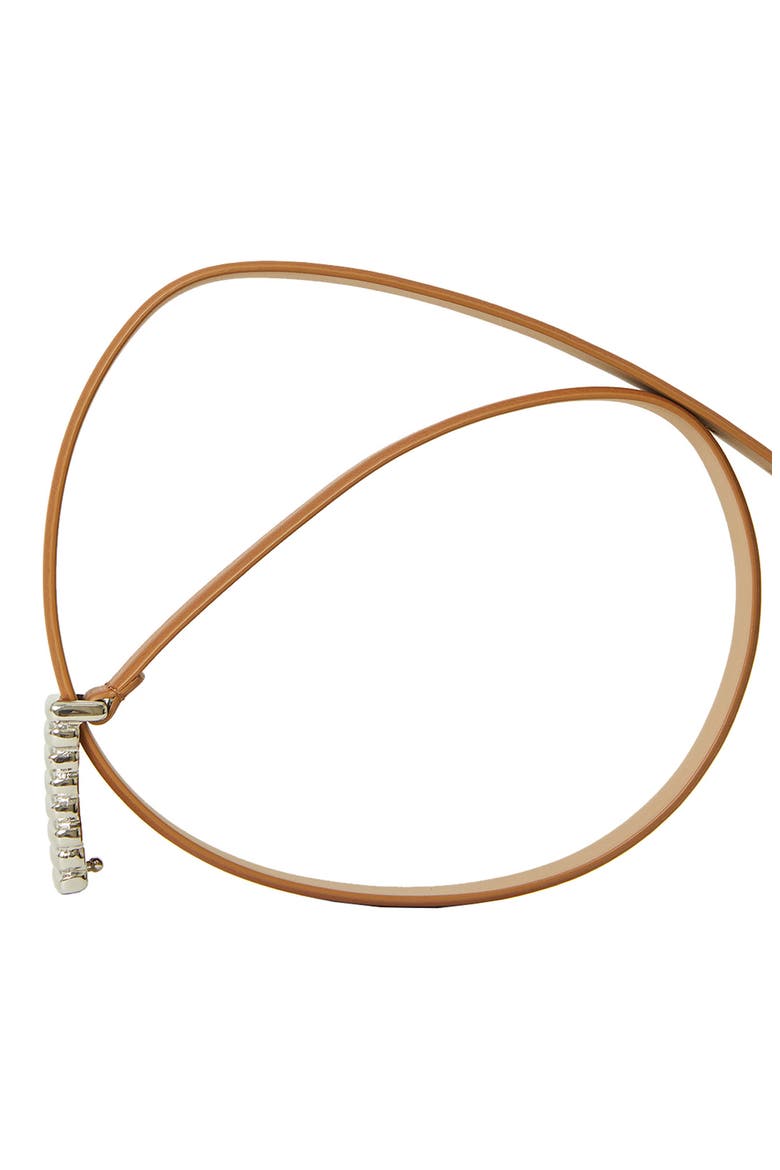 Vesna Mini Leather Belt, Alternate, color, CUOIO SILVER