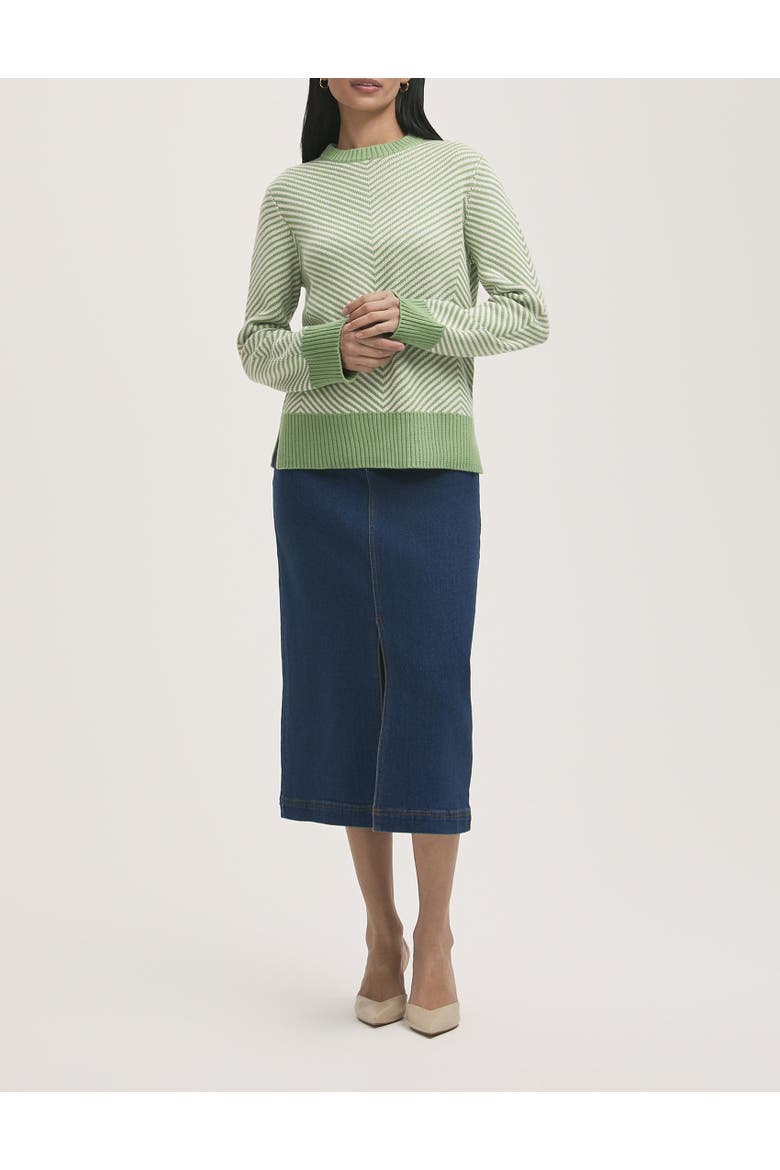 Stella Cotton Crew Neck Sweater, Alternate, color, Green Chevron