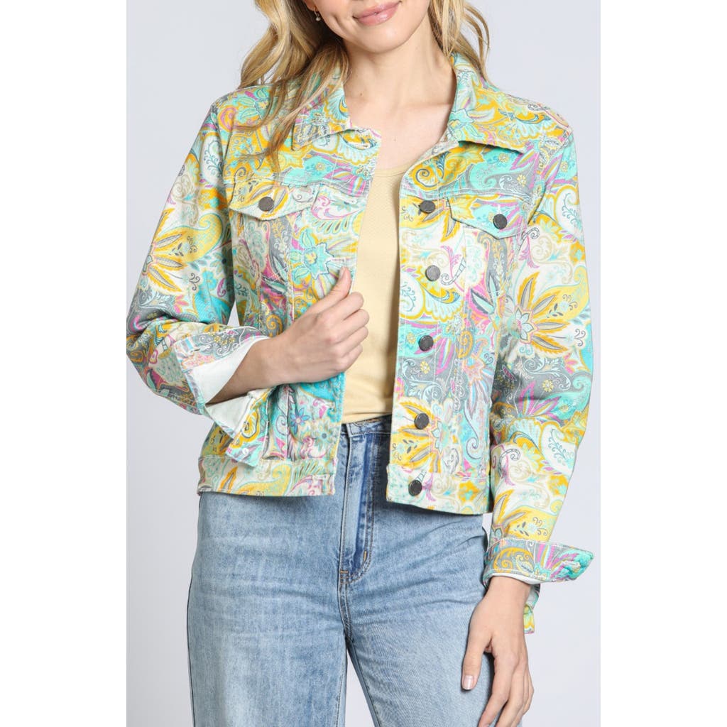 Apny Print Denim Jacket In Multi