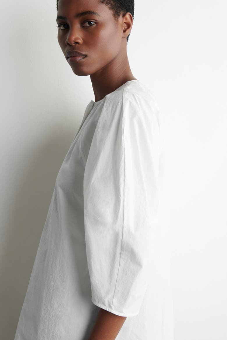 Sculptural Pima Cotton-Poplin Blouse, Alternate, color, WHITE