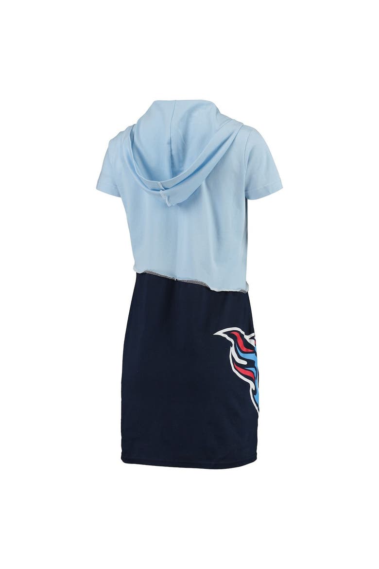 Women's Refried Apparel Light Blue/Navy Tennessee Titans Sustainable Hooded Mini Dress, Alternate, color, Light Blue