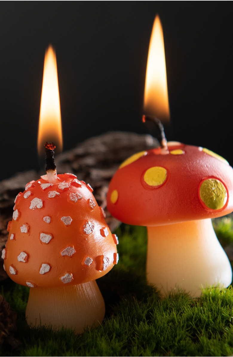 Southlake gifts Mini Mushroom Candle Set, Alternate, color, Red With White Spots