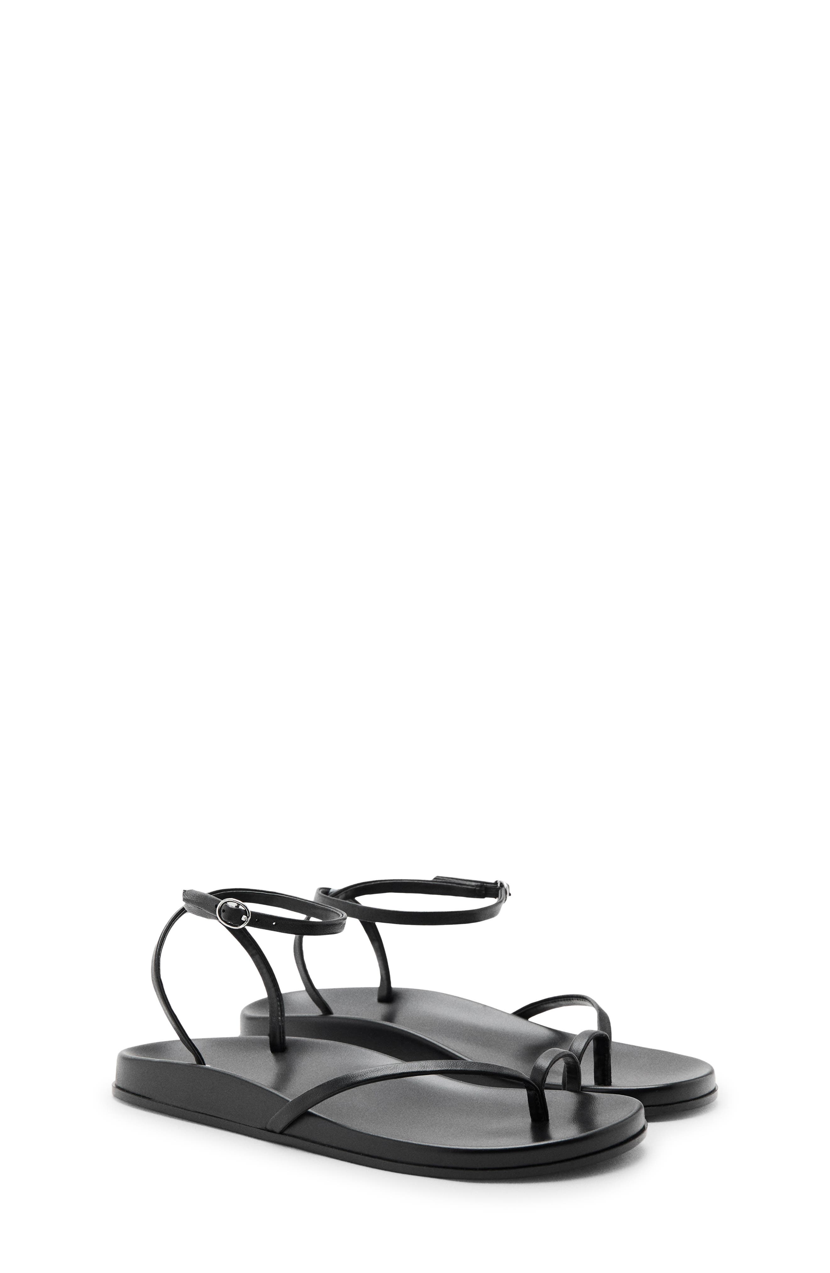 Ankle Strap Slide Sandal, Main, color, BLACK