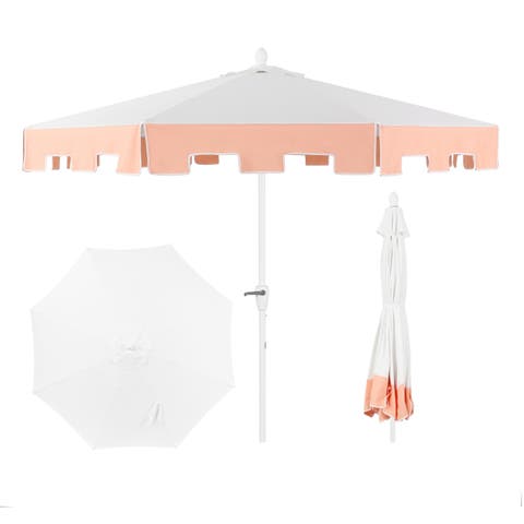 Baiona Coastal Octagon Aluminum Market Outdoor Patio Umbrella With Crank Lift And Tilt, Uv-resistant Square Trim Canopy