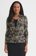 Misook Tailored Floral Lurex Knit Jacket