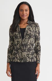 Misook Tailored Floral Lurex Knit Jacket