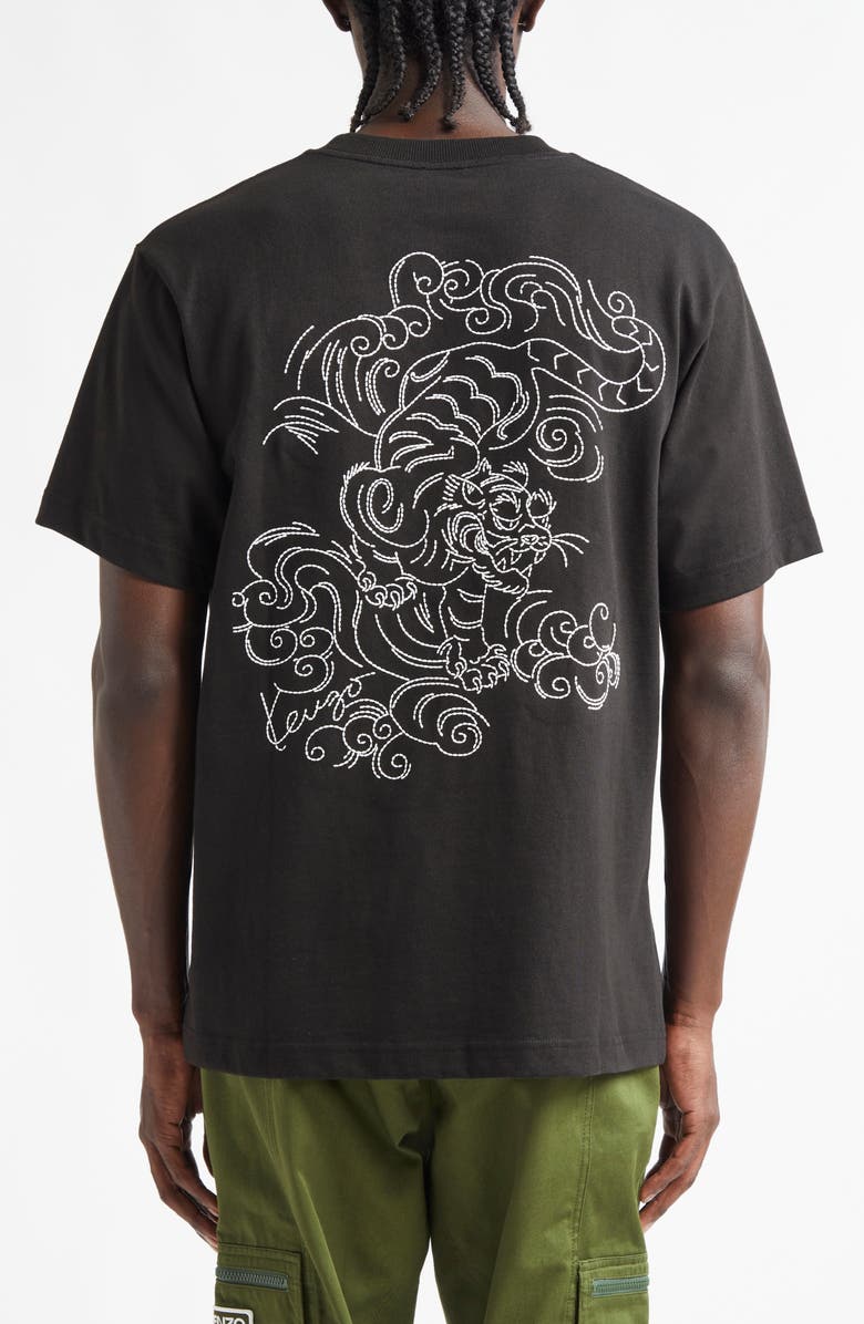 KENZO Embroidered Star Tiger Cotton T-Shirt, Alternate, color, 