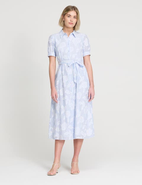Mariah Tie Waist Midi Shirt Dress