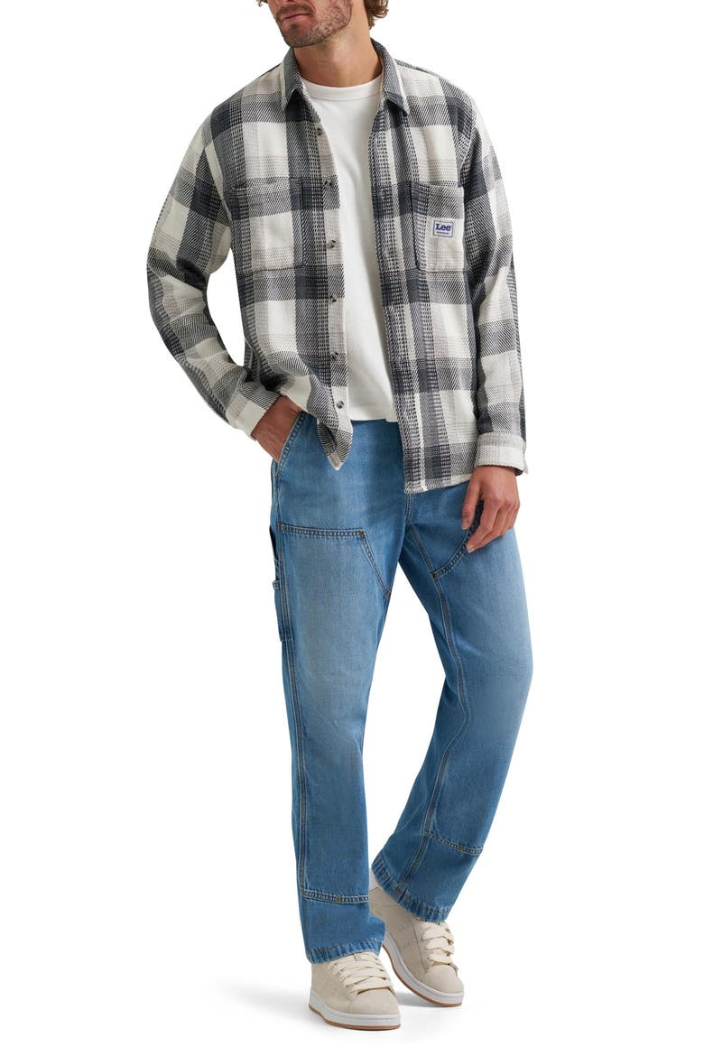 Plaid Woven Cotton Button-Up Overshirt, Alternate, color, REBEL NAVY PLAID
