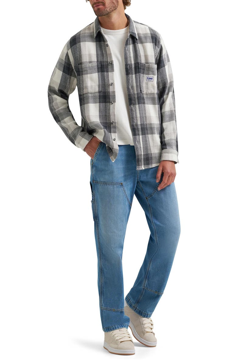 Lee Plaid Woven Cotton Button-Up Overshirt, Alternate, color, Rebel Navy Plaid