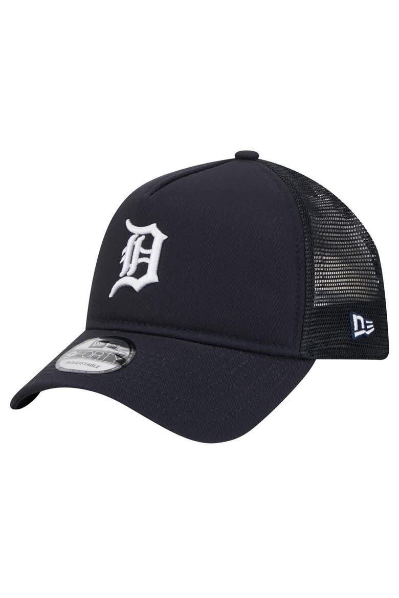 Men's New Era Navy Detroit Tigers 9FORTY A-Frame Trucker Adjustable Hat, Main, color, Navy