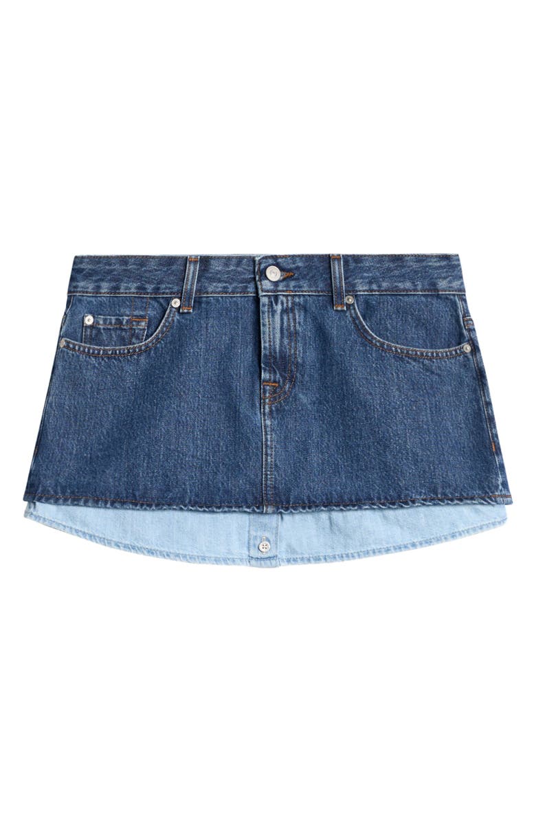 7 For All Mankind Cherry Layer Denim Skirt, Alternate, color, Shadow