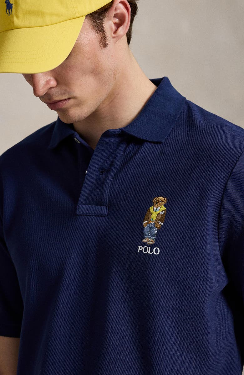 Polo Ralph Lauren Classic Fit Polo Bear Cotton Mesh Polo, Alternate, color, Newport Navy/ Heritage Bear