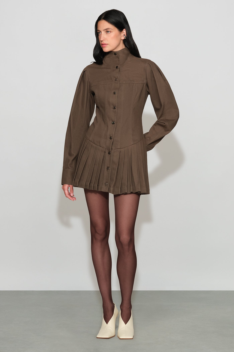 Solene Denim Mini Dress, Alternate, color, mushroom