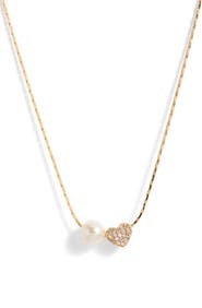 Nordstrom Demi Fine Heart & Freshwater Pearl Duo Pendant Necklace