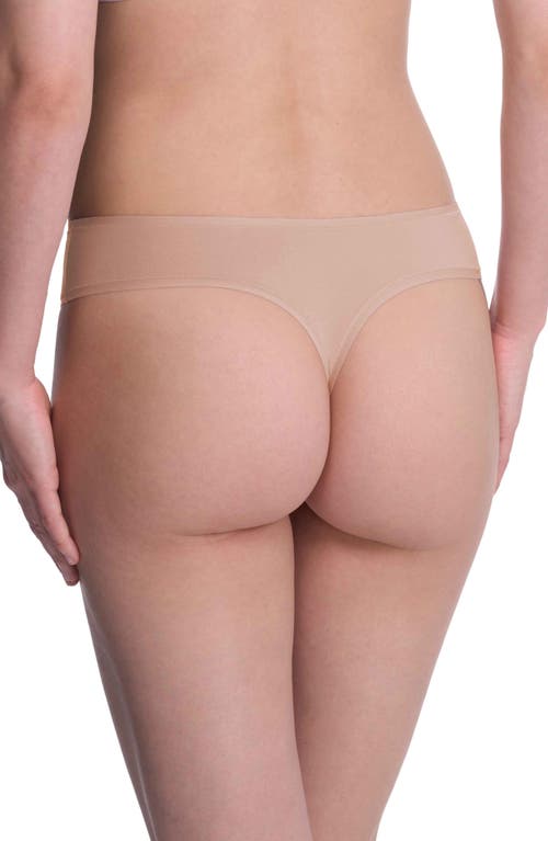 Natori Bliss Bare Stretch Cotton Thong In Nude