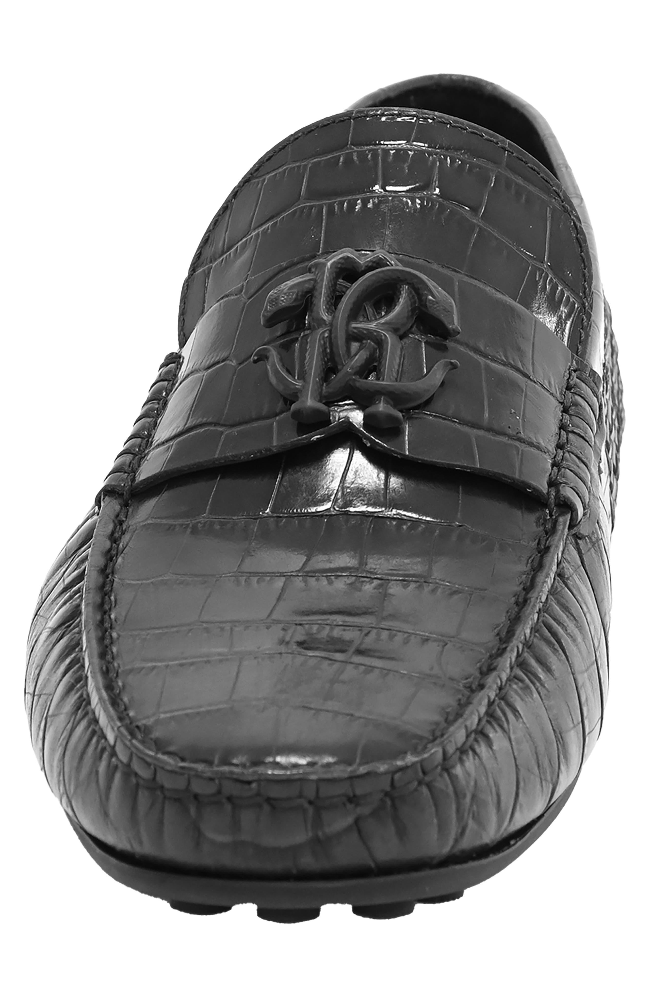 Roberto Cavalli Cocco Woven Croc Embossed Driving Loafer, Alternate, color, 