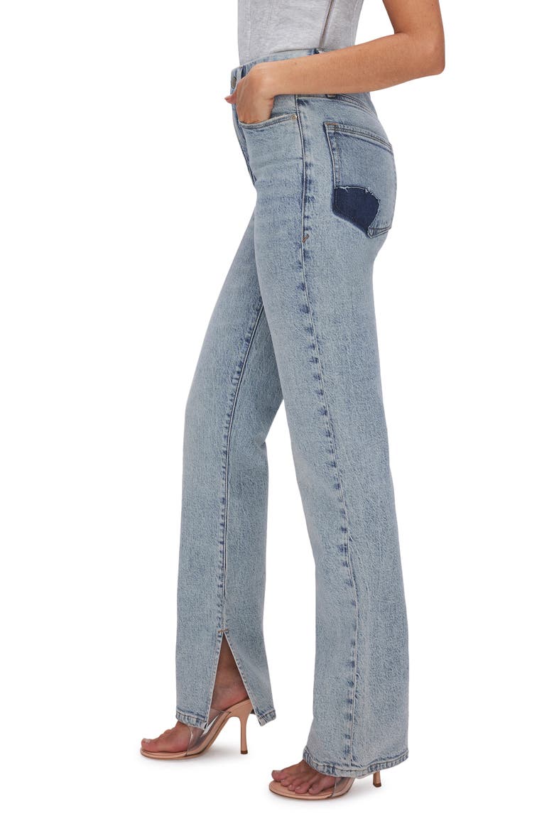 Good Boy Split Hem High Waist Straight Leg Jeans, Alternate, color, INDIGO541