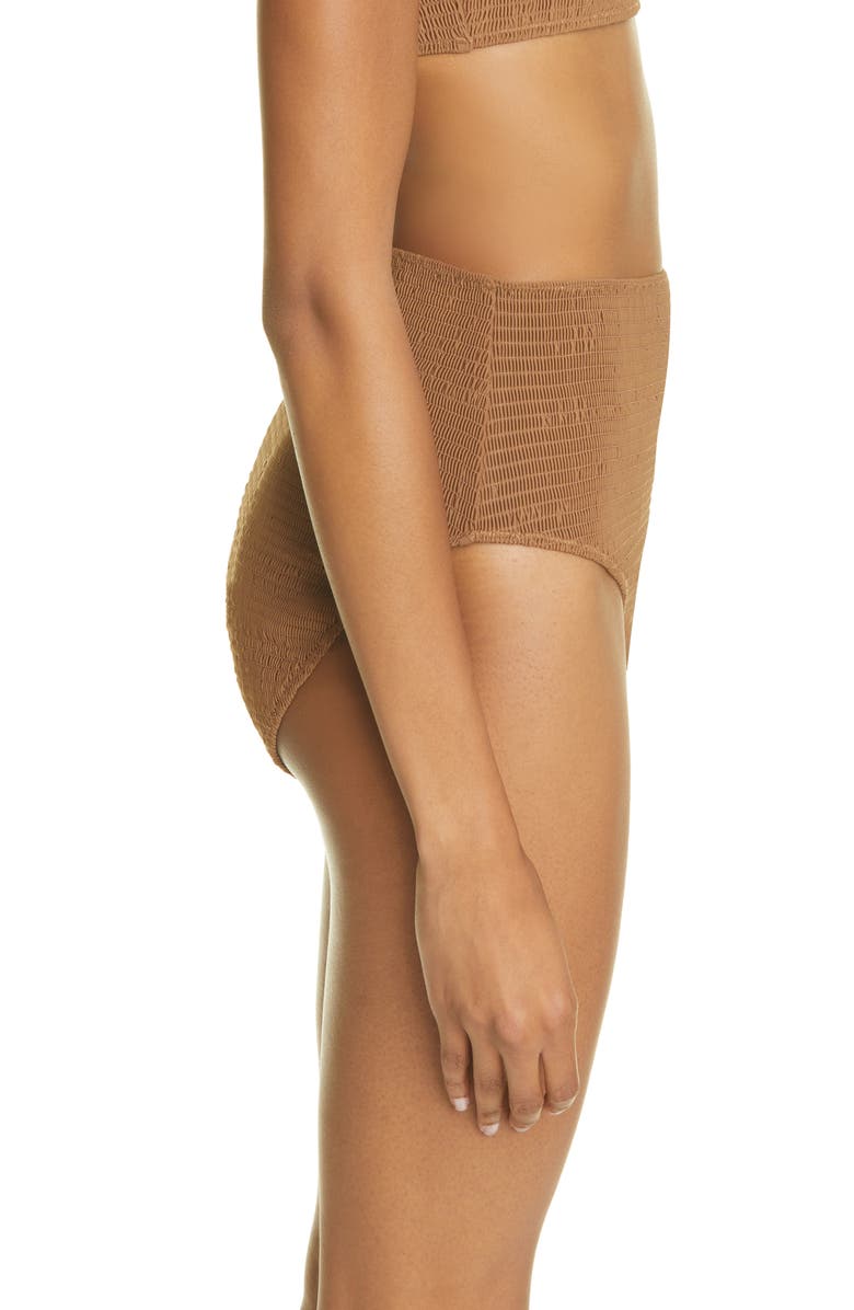 TOTEME Smocked High Waist Bikini Bottoms, Alternate, color, 