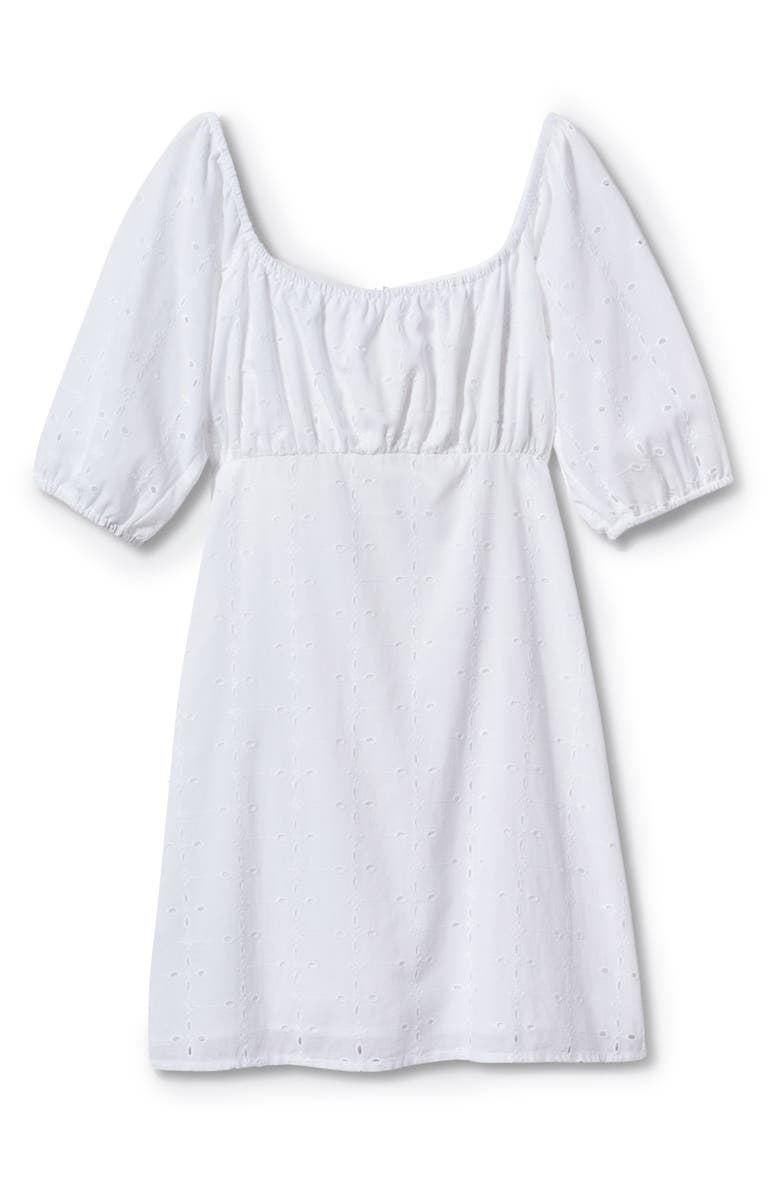 MANGO Broderie Anglaise Puff Sleeve Cotton Dress, Alternate, color,
