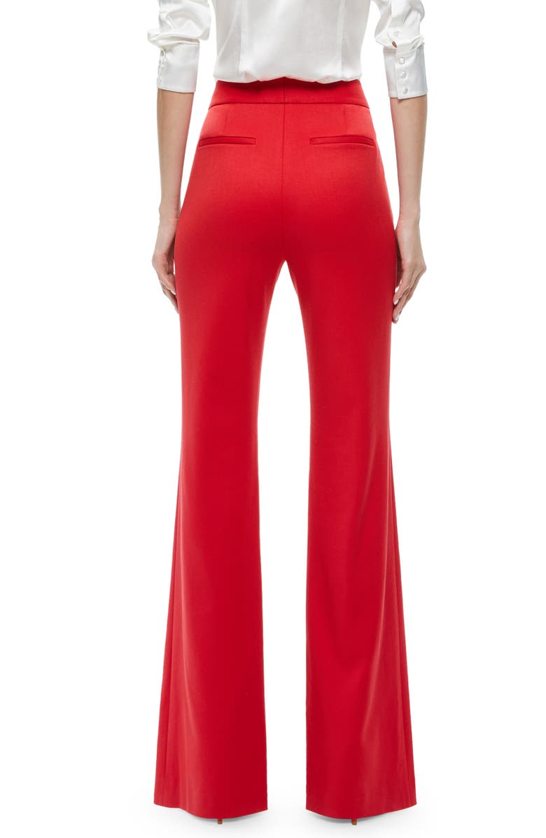 Alice + Olivia Deanna High Waist Flare Pants, Alternate, color, Perfect Ruby