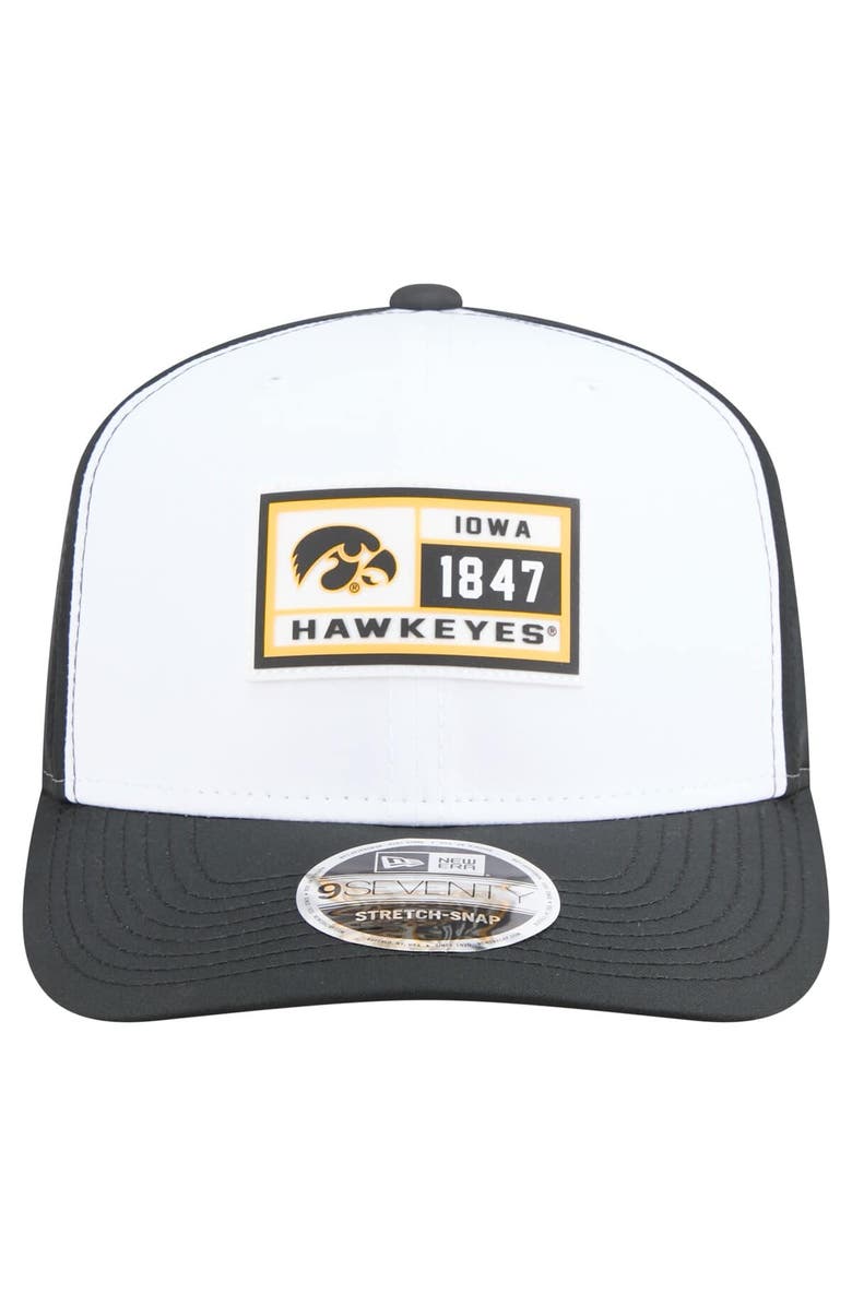 New Era Men's New Era White/Black Iowa Hawkeyes Perforated Patched 9SEVENTY Adjustable Hat, Alternate, color, White