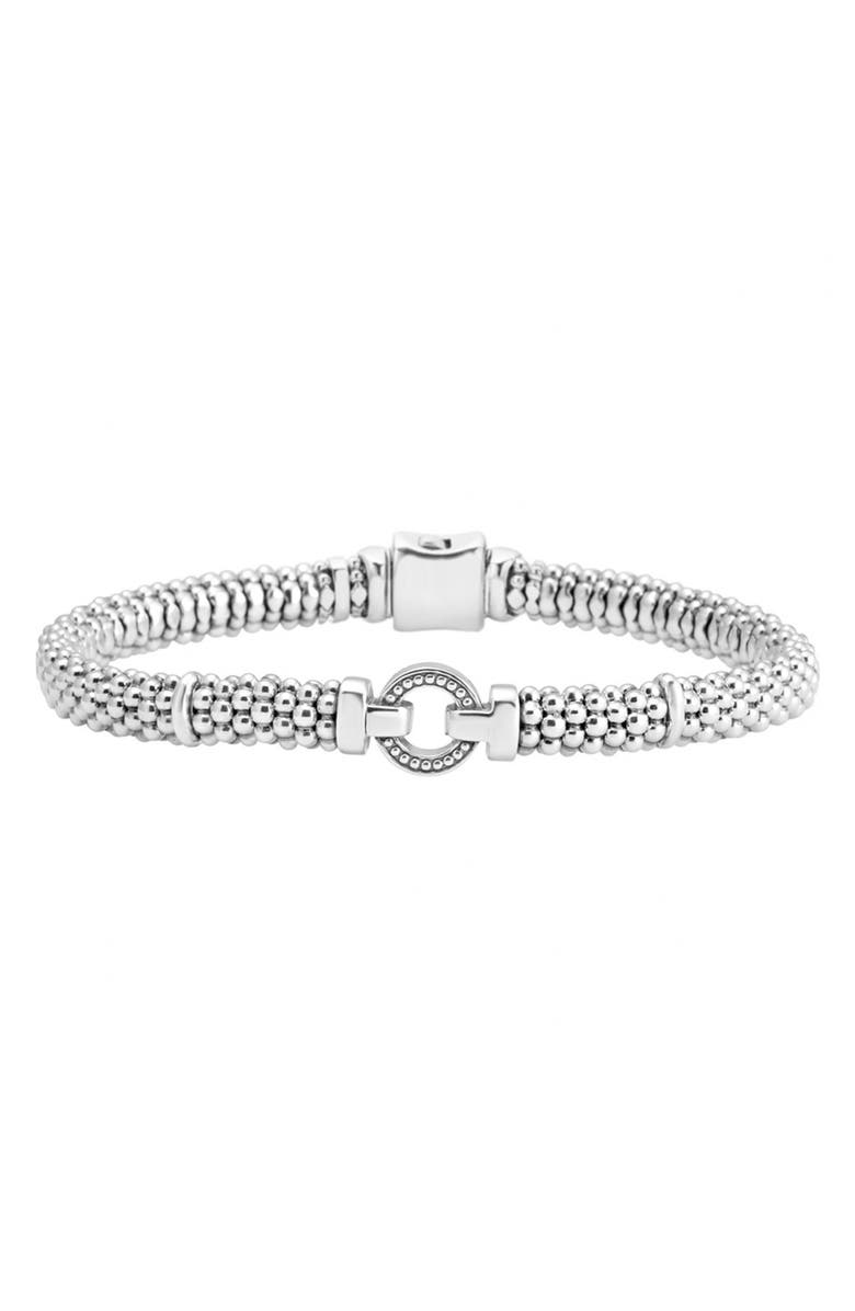 LAGOS Enso Boxed Circle Station Caviar Rope Bracelet, Main, color, Sterling Silver