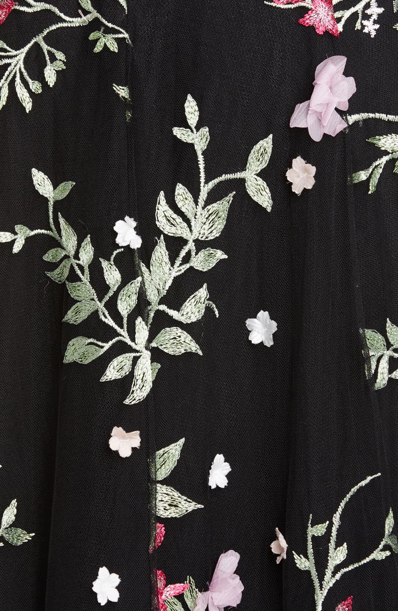 Marchesa Notte Floral Appliqué High/Low Cocktail Dress, Alternate, color,