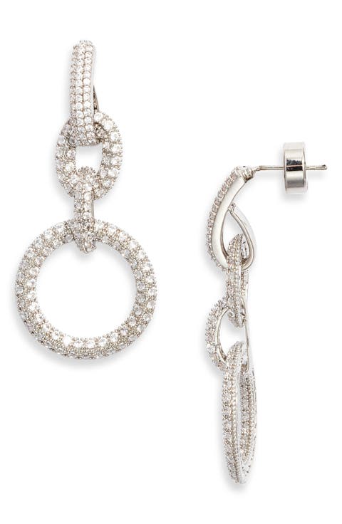 Cubic Zirconia Link Drop Earrings