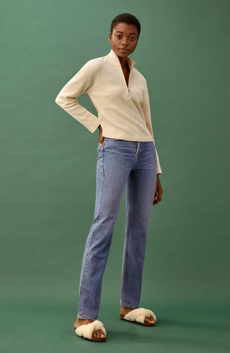 Reformation Waffle Zip Top, Alternate, color, 