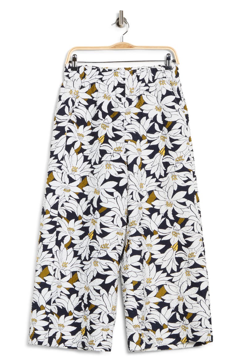 Crinkle Wide Leg Pants, Alternate, color, NAVY/ IVORY LILY