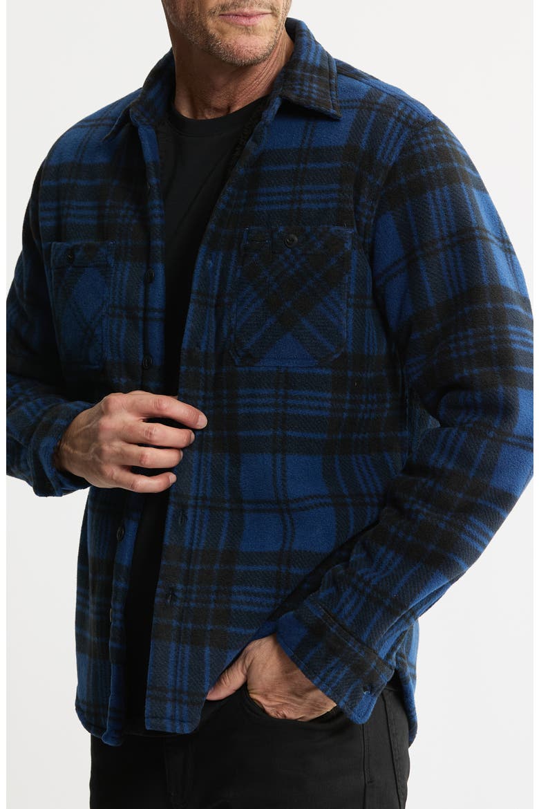 Geometric Jacquard Faux Shearling Lined Jacket, Main, color, ROYAL