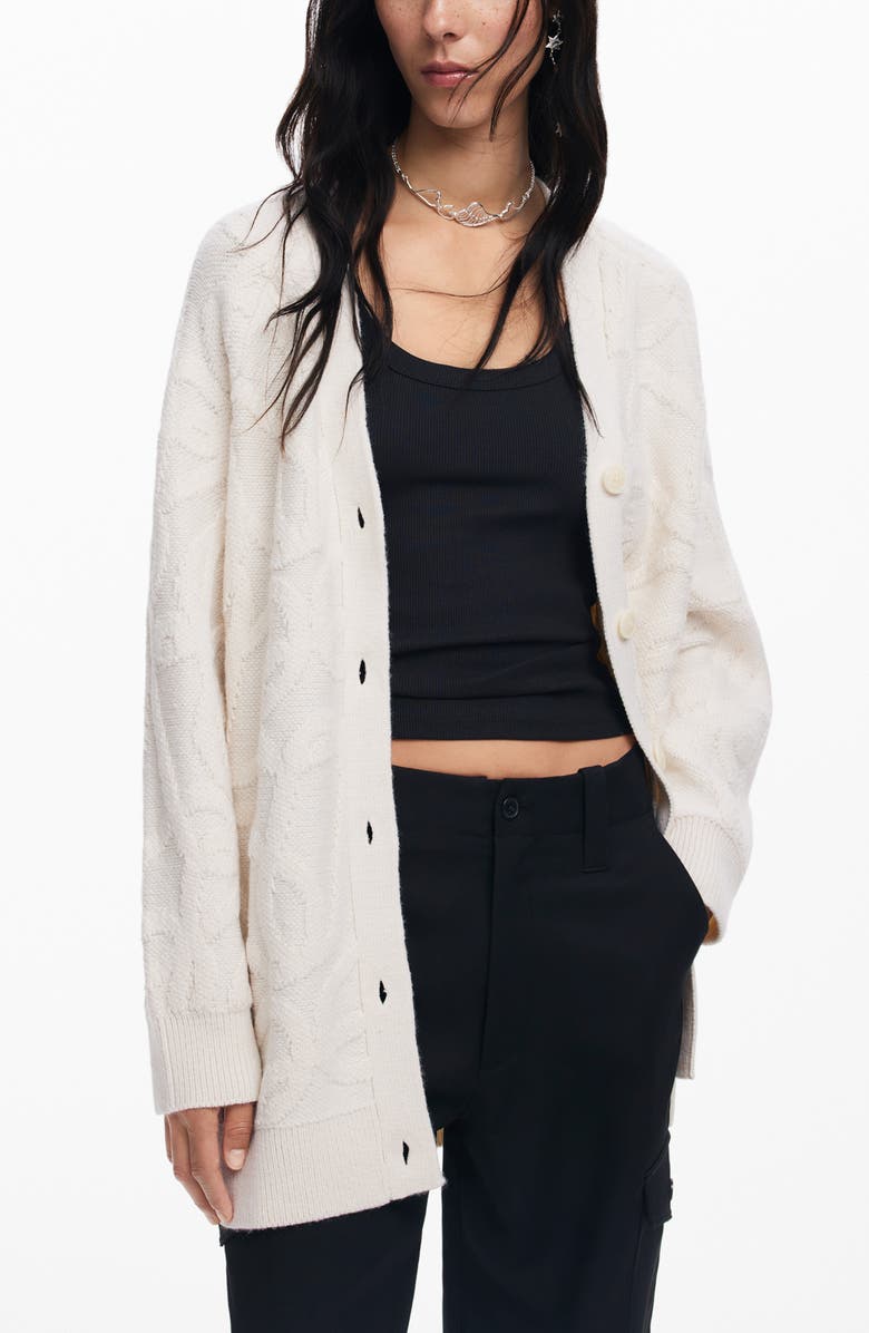 Desigual Montreal Jacquard Longline Cardigan, Main, color,