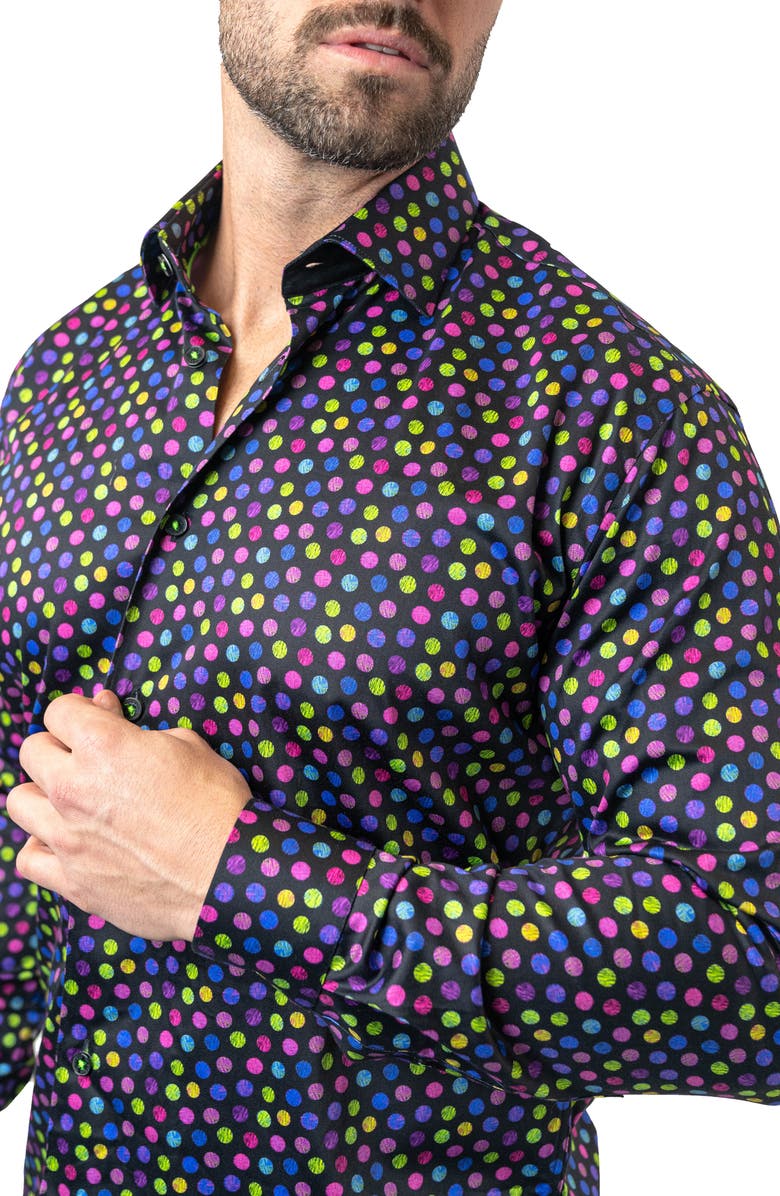 Maceoo Fibonacci Skittles Contemporary Fit Button-Up Shirt, Alternate, color, Black