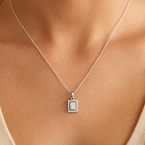 Donatello Gian Emerald Cut Moissanite Pendant Necklace In Metallic