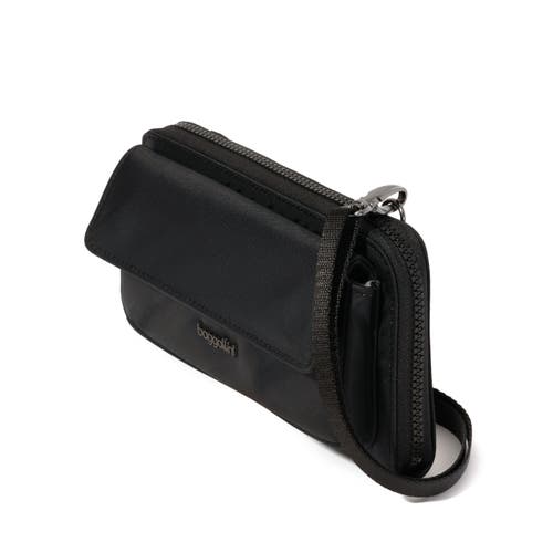 Baggallini Rfid Phone Wallet Crossbody Bag In Black Twill