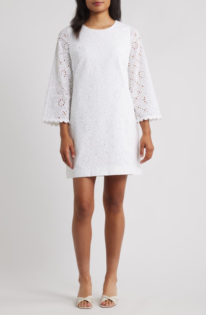 Lilly Pulitzer<sup>®</sup> Richie Eyelet Embroidered Shift Dress, Main, color, Resort White Beach Haven