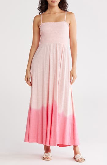 Atm Anthony Thomas Melillo Tonal Drop Slub Jersey Smocked Maxi Dress In Pink