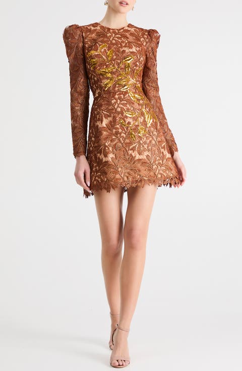 Savannah Embroidered Long Sleeve Minidress