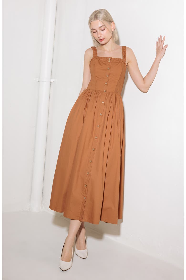 Tie Waist Sleeveless Maxi Dress, Alternate, color, BROWN