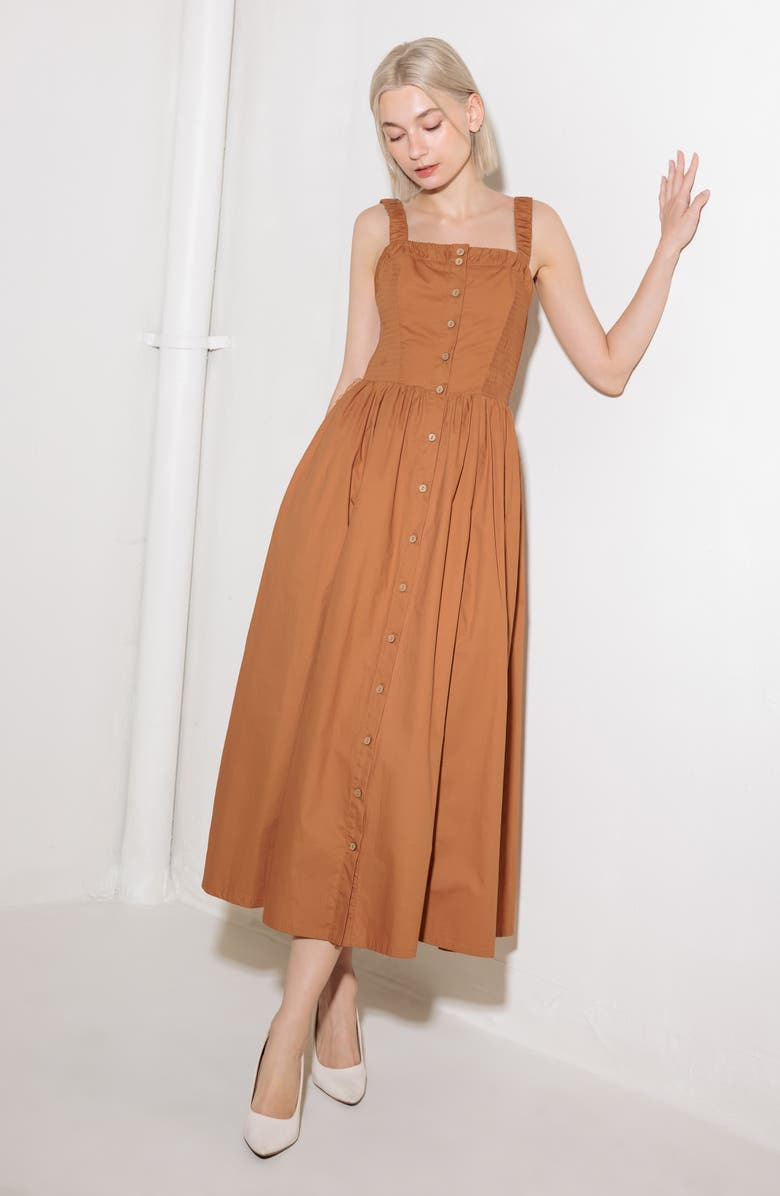 FREEMARKET Tie Waist Sleeveless Maxi Dress, Alternate, color, Brown