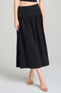 WAYF Mia Stretch Cotton Midi Skirt